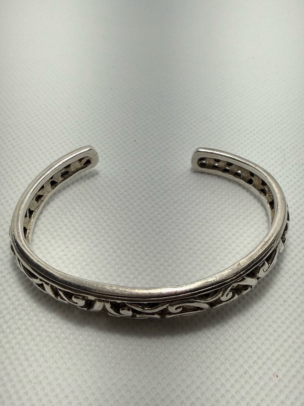 925 Sterling Silver Scroll Cuff Bracelet Openwork 6.25” Heavy 32g